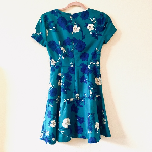 (SOLD) J. Crew Teal satin shift dress - Picture 2 of 5
